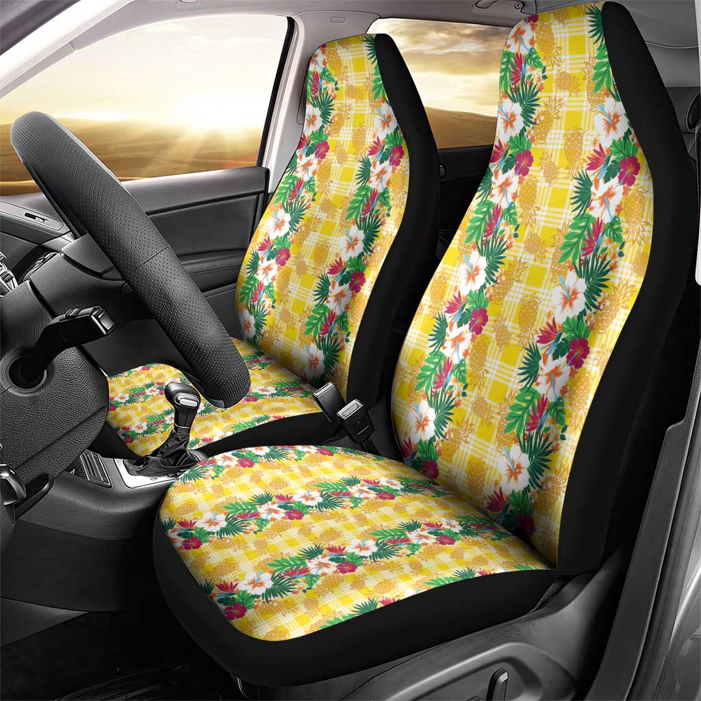 Hawaiian Palaka Car Seat Cover Hibiscus Pineapple Lei - Polynesian Pride