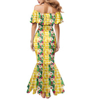 Hawaiian Palaka Family Matching Mermaid Dress and Hawaiian Shirt Hibiscus Pineapple Lei - Polynesian Pride