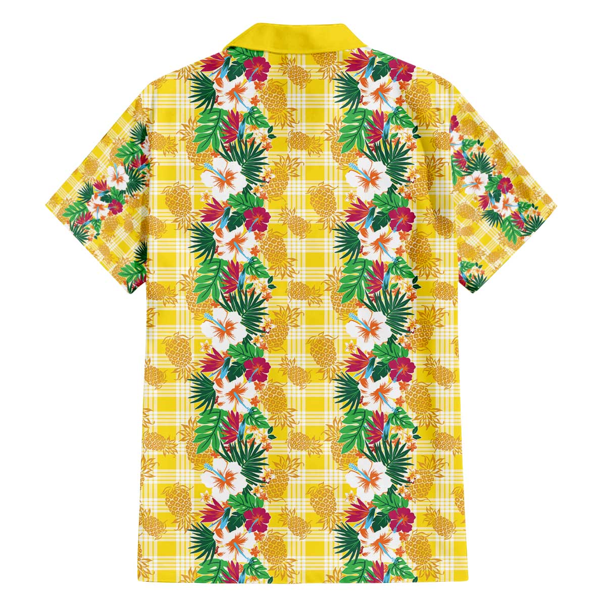 Hawaiian Palaka Family Matching Off The Shoulder Long Sleeve Dress and Hawaiian Shirt Hibiscus Pineapple Lei - Polynesian Pride