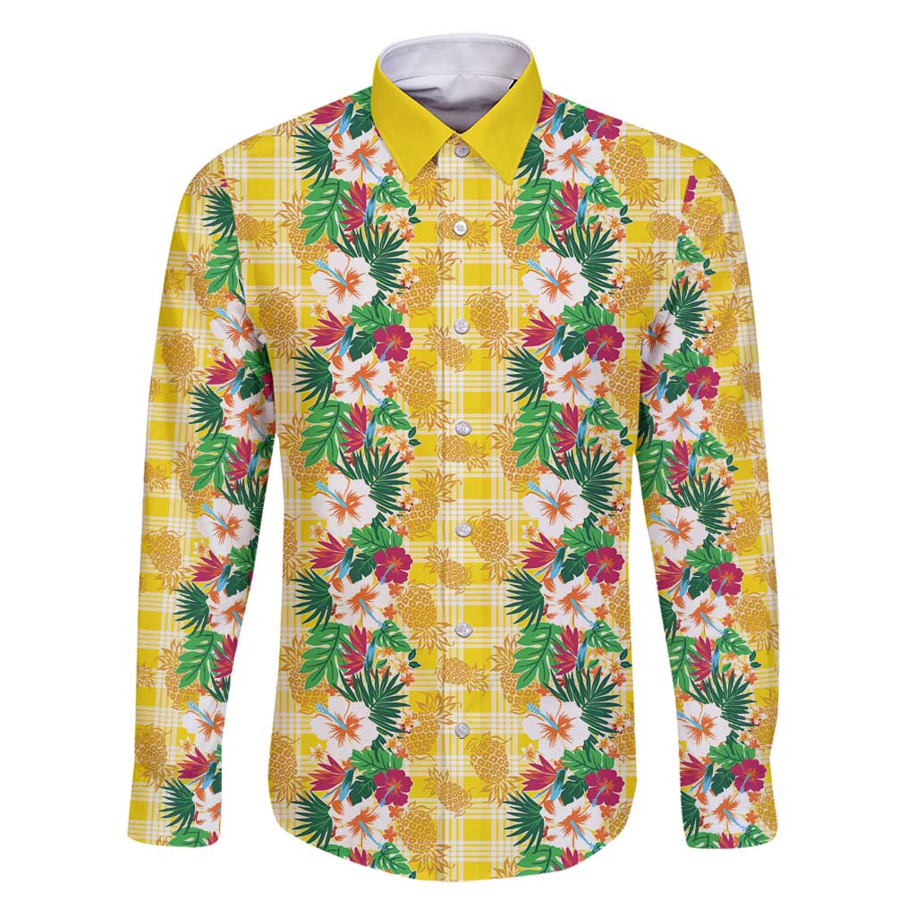 Hawaiian Palaka Family Matching Puletasi and Hawaiian Shirt Hibiscus Pineapple Lei - Polynesian Pride