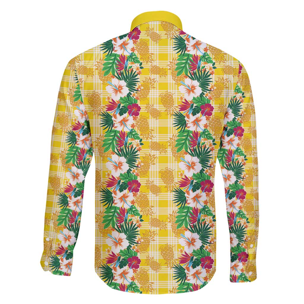 Hawaiian Palaka Family Matching Tank Maxi Dress and Hawaiian Shirt Hibiscus Pineapple Lei - Polynesian Pride