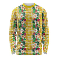 Hawaiian Palaka Long Sleeve Shirt Hibiscus Pineapple Lei - Polynesian Pride
