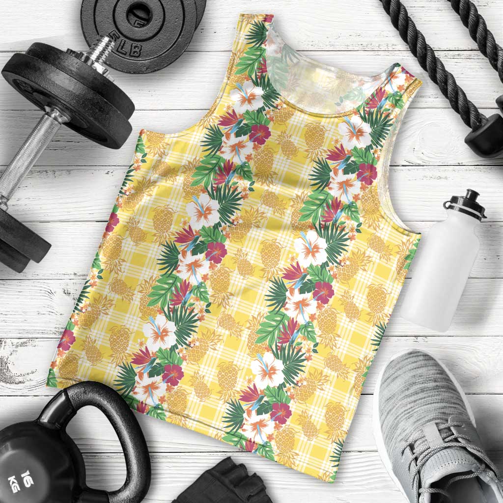 Hawaiian Palaka Men Tank Top Hibiscus Pineapple Lei - Polynesian Pride