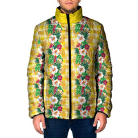 Hawaiian Palaka Padded Jacket Hibiscus Pineapple Lei - Polynesian Pride