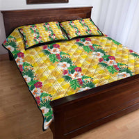 Hawaiian Palaka Quilt Bed Set Hibiscus Pineapple Lei - Polynesian Pride