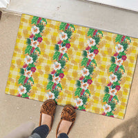 Hawaiian Palaka Rubber Doormat Hibiscus Pineapple Lei - Polynesian Pride