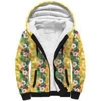 Hawaiian Palaka Sherpa Hoodie Hibiscus Pineapple Lei - Polynesian Pride