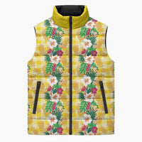 Hawaiian Palaka Sleeveless Puffer Jacket Hibiscus Pineapple Lei - Polynesian Pride