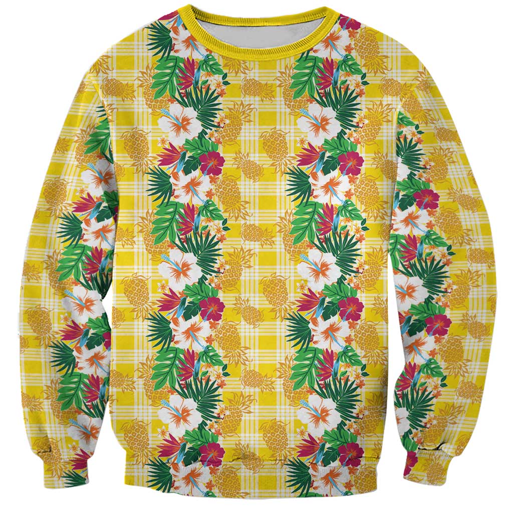 Hawaiian Palaka Sweatshirt Hibiscus Pineapple Lei - Polynesian Pride