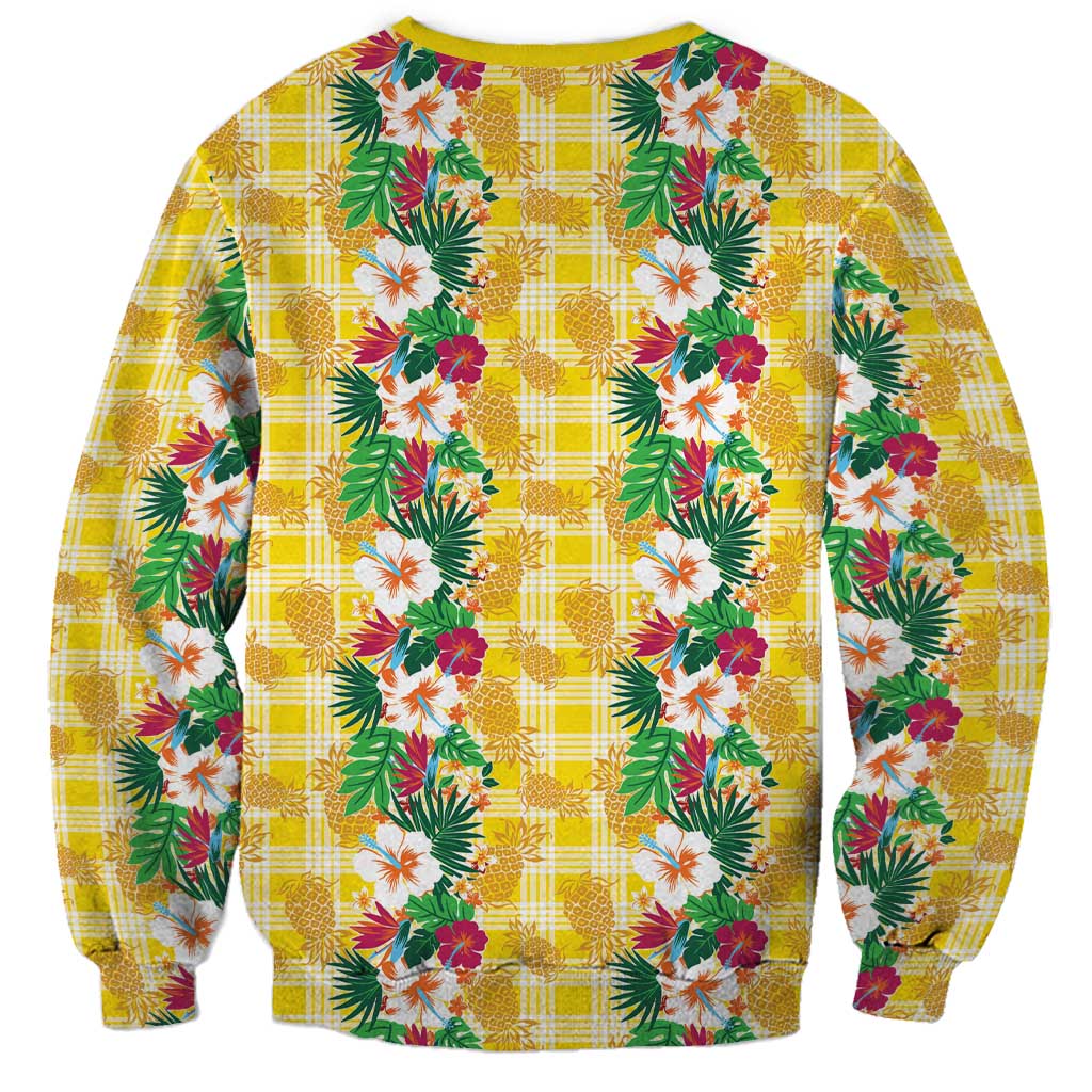 Hawaiian Palaka Sweatshirt Hibiscus Pineapple Lei - Polynesian Pride