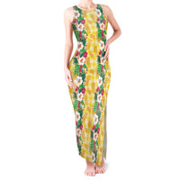 Hawaiian Palaka Tank Maxi Dress Hibiscus Pineapple Lei - Polynesian Pride