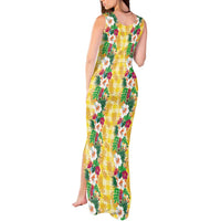 Hawaiian Palaka Tank Maxi Dress Hibiscus Pineapple Lei - Polynesian Pride