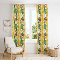 Hawaiian Palaka Window Curtain Hibiscus Pineapple Lei - Polynesian Pride