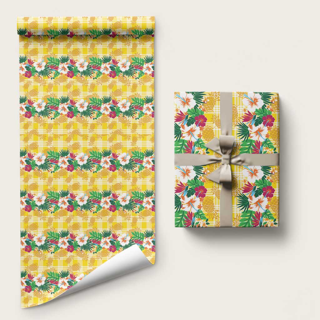 Hawaiian Palaka Wrapping Paper Hibiscus Pineapple Lei - Polynesian Pride