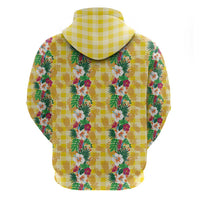 Hawaiian Palaka Zip Hoodie Hibiscus Pineapple Lei - Polynesian Pride