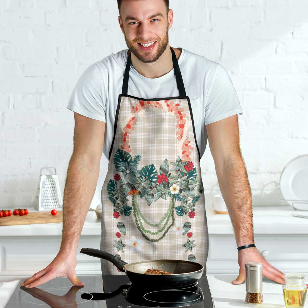 Brown Hawaiian Palaka Apron Kukui Nut Money Lei - Polynesian Pride