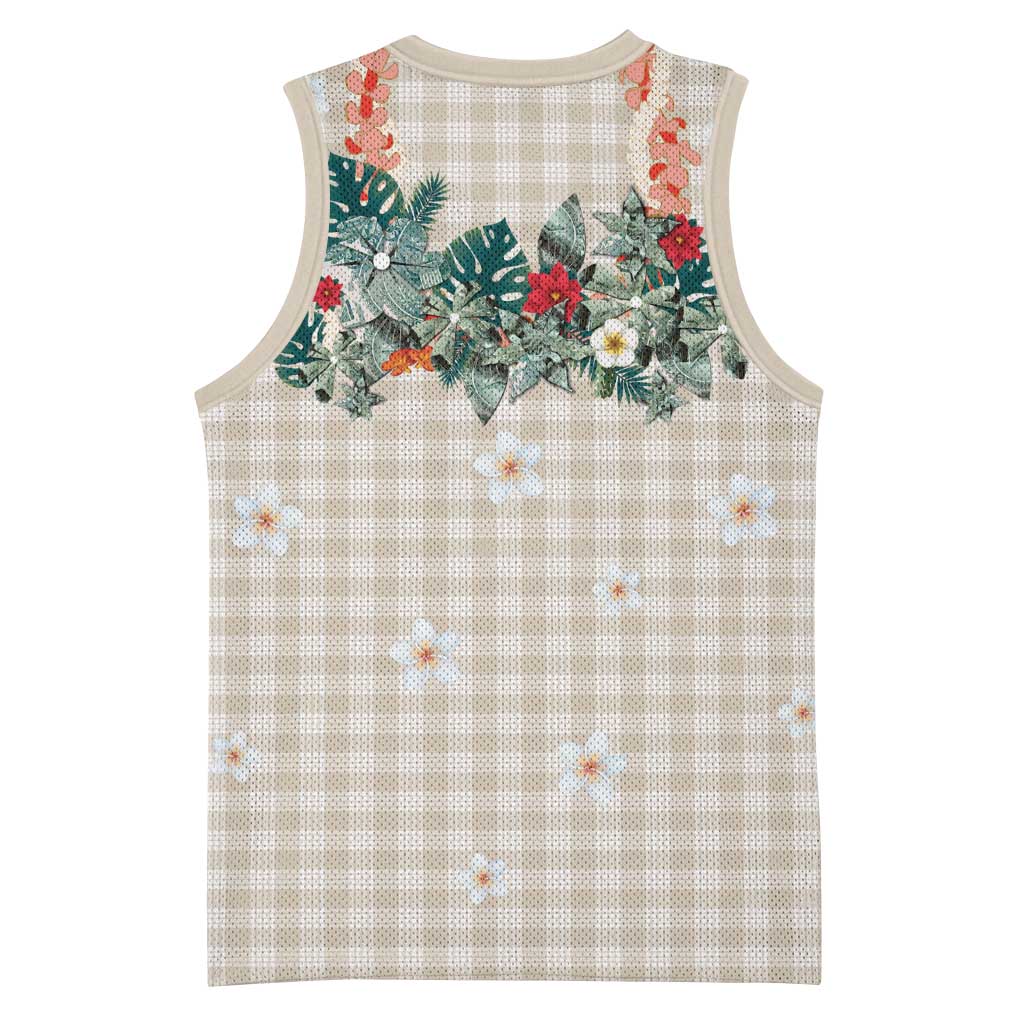 Brown Hawaiian Palaka Basketball Jersey Kukui Nut Money Lei - Polynesian Pride