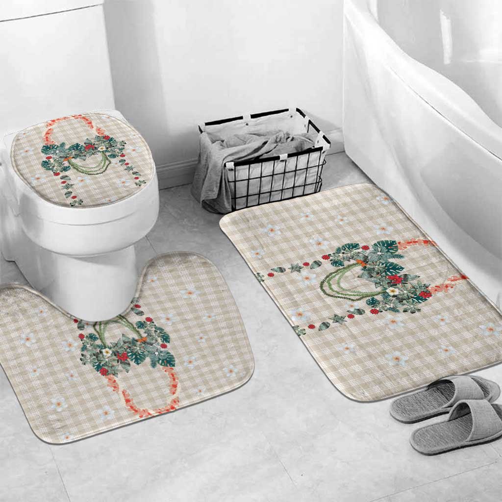 Brown Hawaiian Palaka Bathroom Set Kukui Nut Money Lei - Polynesian Pride