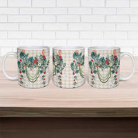 Brown Hawaiian Palaka Ceramic Mug Kukui Nut Money Lei - Polynesian Pride