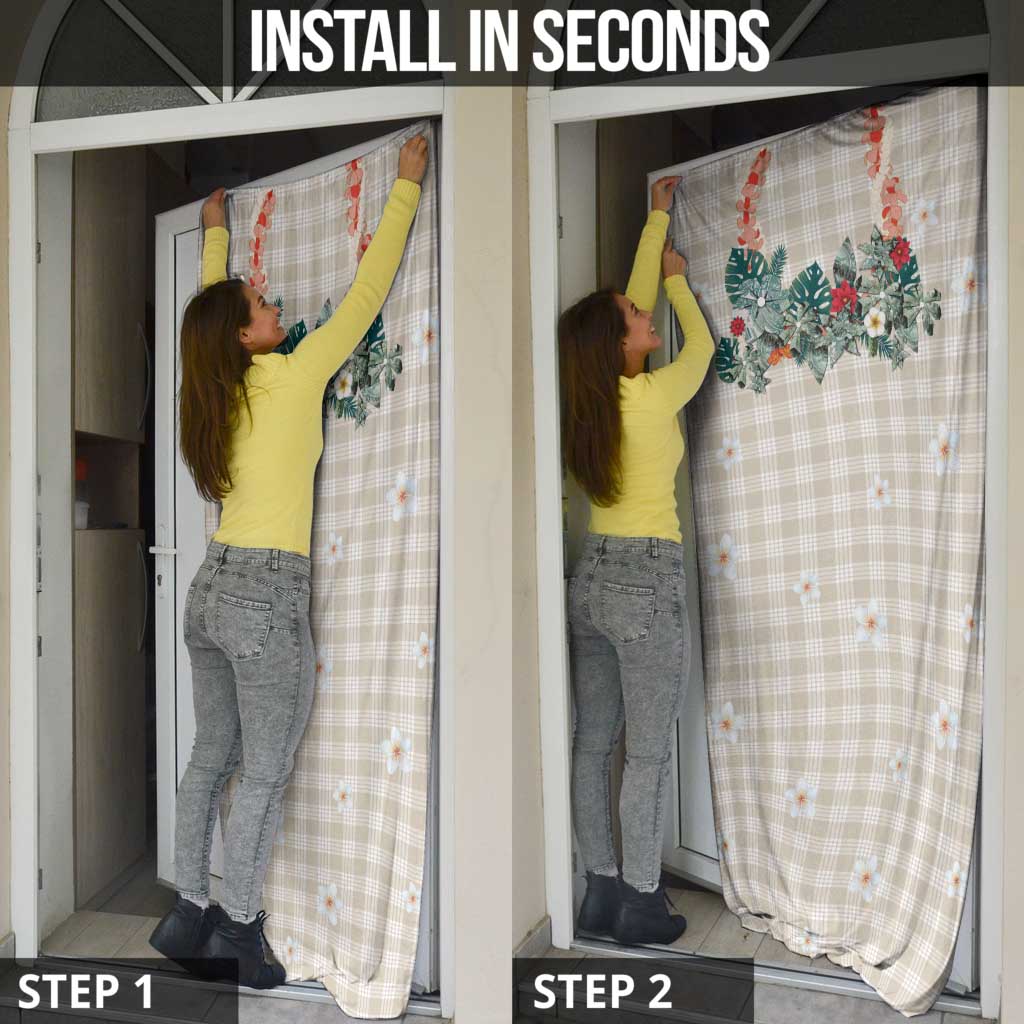 Brown Hawaiian Palaka Door Cover Kukui Nut Money Lei - Polynesian Pride