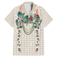 Brown Hawaiian Palaka Family Matching Mermaid Dress and Hawaiian Shirt Kukui Nut Money Lei - Polynesian Pride