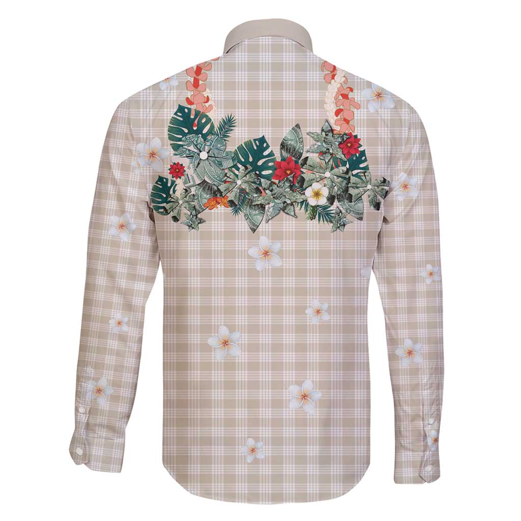 Brown Hawaiian Palaka Family Matching Mermaid Dress and Hawaiian Shirt Kukui Nut Money Lei - Polynesian Pride