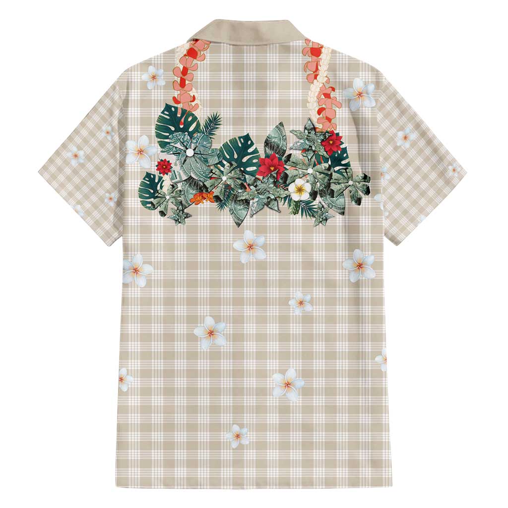 Brown Hawaiian Palaka Family Matching Tank Maxi Dress and Hawaiian Shirt Kukui Nut Money Lei - Polynesian Pride