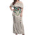 Brown Hawaiian Palaka Off Shoulder Maxi Dress Kukui Nut Money Lei - Polynesian Pride