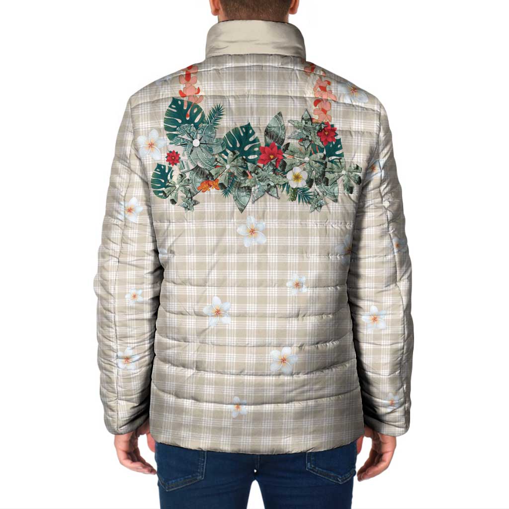 Brown Hawaiian Palaka Padded Jacket Kukui Nut Money Lei - Polynesian Pride