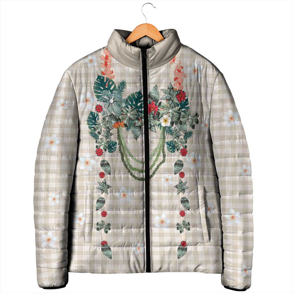 Brown Hawaiian Palaka Padded Jacket Kukui Nut Money Lei - Polynesian Pride