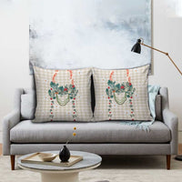 Brown Hawaiian Palaka Pillow Cover Kukui Nut Money Lei - Polynesian Pride