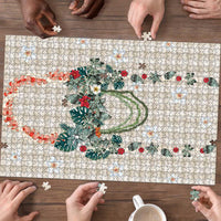 Brown Hawaiian Palaka Puzzle Kukui Nut Money Lei - Polynesian Pride