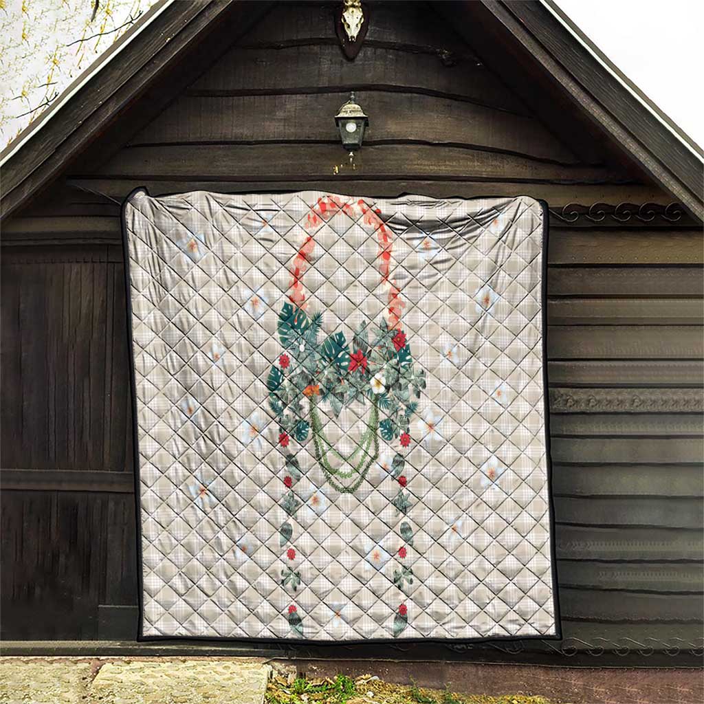 Brown Hawaiian Palaka Quilt Kukui Nut Money Lei - Polynesian Pride