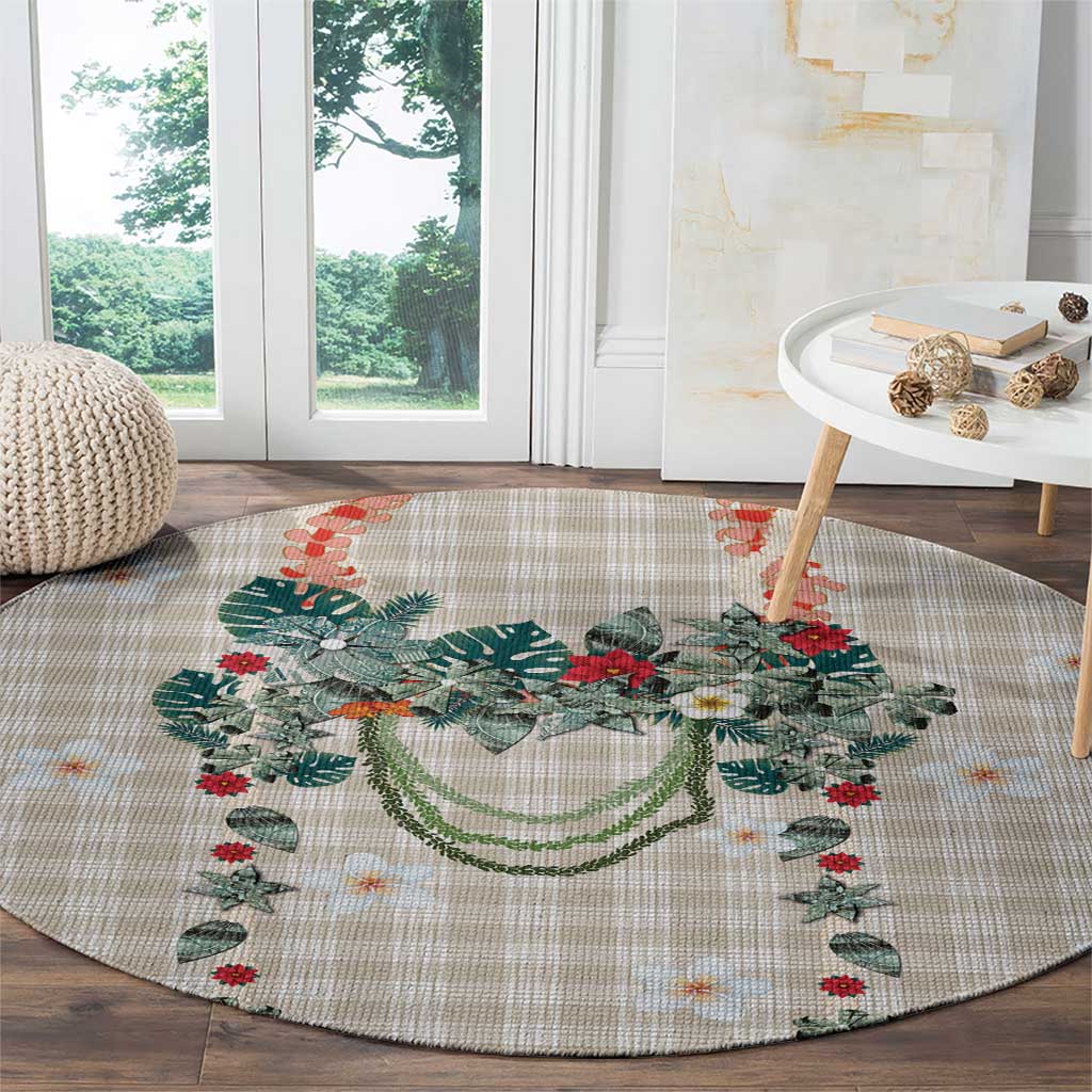 Brown Hawaiian Palaka Round Carpet Kukui Nut Money Lei - Polynesian Pride