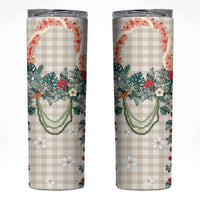 Brown Hawaiian Palaka Skinny Tumbler Kukui Nut Money Lei - Polynesian Pride