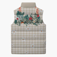 Brown Hawaiian Palaka Sleeveless Puffer Jacket Kukui Nut Money Lei - Polynesian Pride