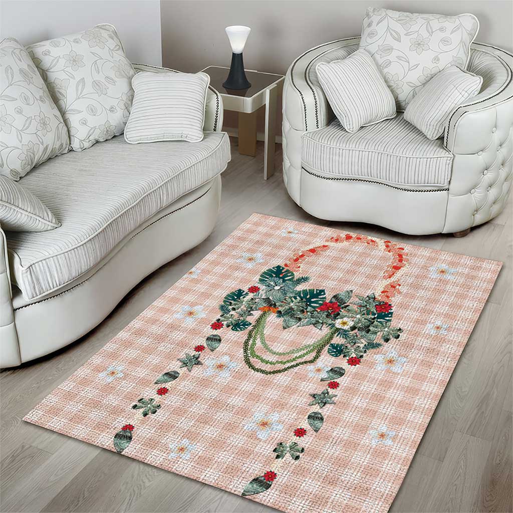 Peach Hawaiian Palaka Area Rug Kukui Nut Money Lei - Polynesian Pride