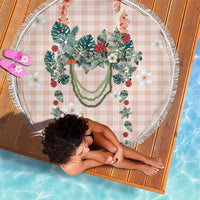 Peach Hawaiian Palaka Beach Blanket Kukui Nut Money Lei LT9 - Polynesian Pride