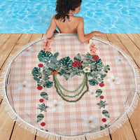 Peach Hawaiian Palaka Beach Blanket Kukui Nut Money Lei LT9 - Polynesian Pride
