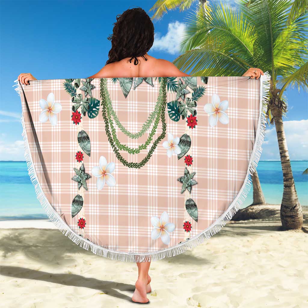 Peach Hawaiian Palaka Beach Blanket Kukui Nut Money Lei LT9 - Polynesian Pride
