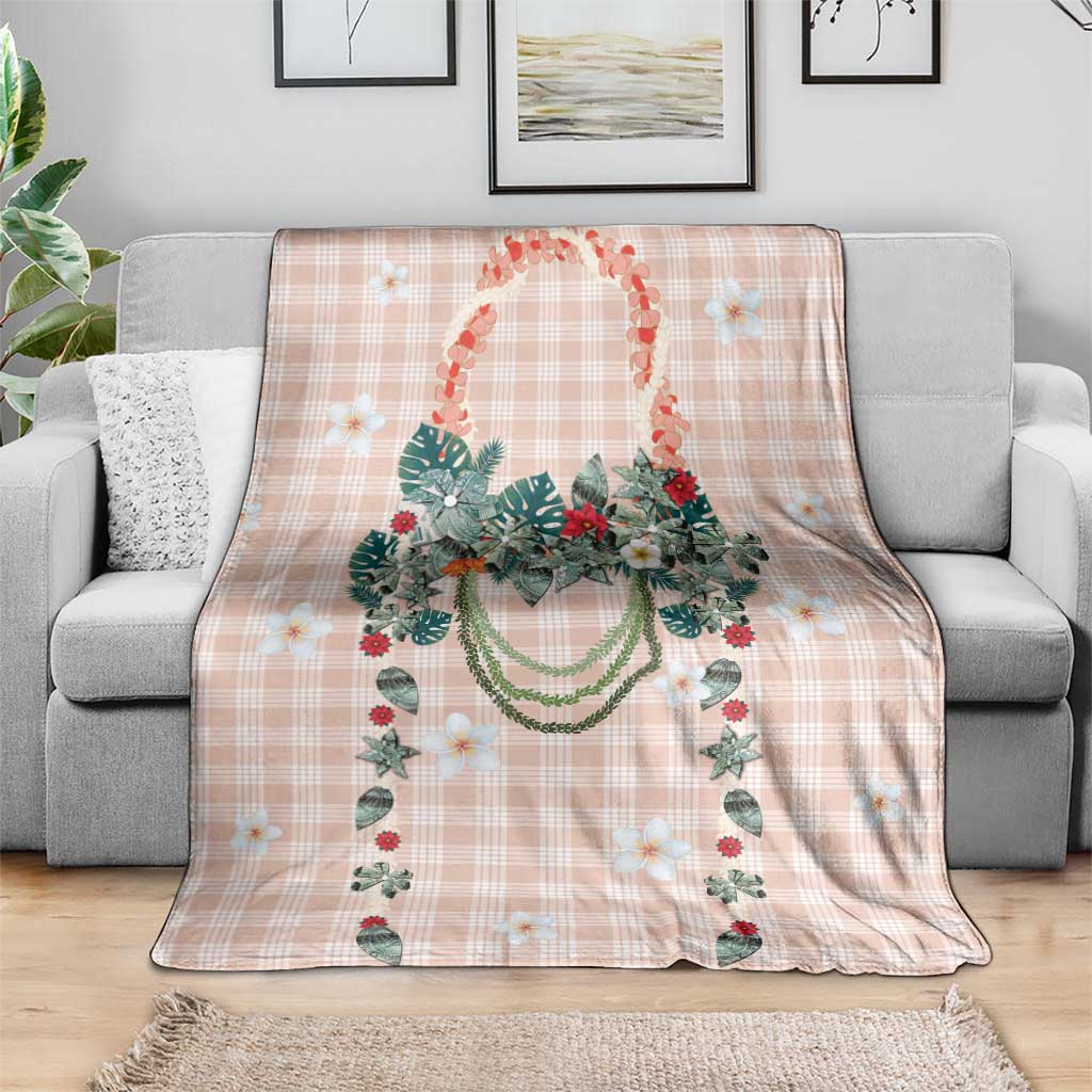 Peach Hawaiian Palaka Blanket Kukui Nut Money Lei - Polynesian Pride