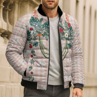 Peach Hawaiian Palaka Bomber Puffer Jacket Kukui Nut Money Lei LT9 - Polynesian Pride