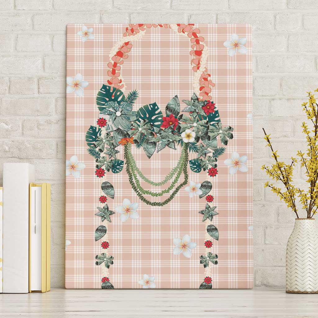 Peach Hawaiian Palaka Canvas Wall Art Kukui Nut Money Lei LT9 Without Frame Peach - Polynesian Pride