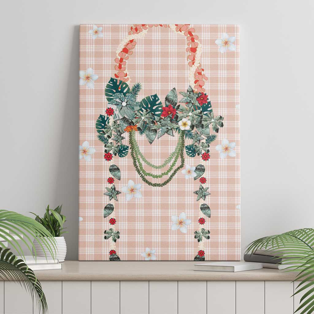 Peach Hawaiian Palaka Canvas Wall Art Kukui Nut Money Lei LT9 - Polynesian Pride