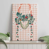 Peach Hawaiian Palaka Canvas Wall Art Kukui Nut Money Lei LT9 - Polynesian Pride
