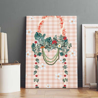 Peach Hawaiian Palaka Canvas Wall Art Kukui Nut Money Lei LT9 - Polynesian Pride