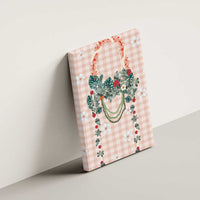 Peach Hawaiian Palaka Canvas Wall Art Kukui Nut Money Lei LT9 - Polynesian Pride