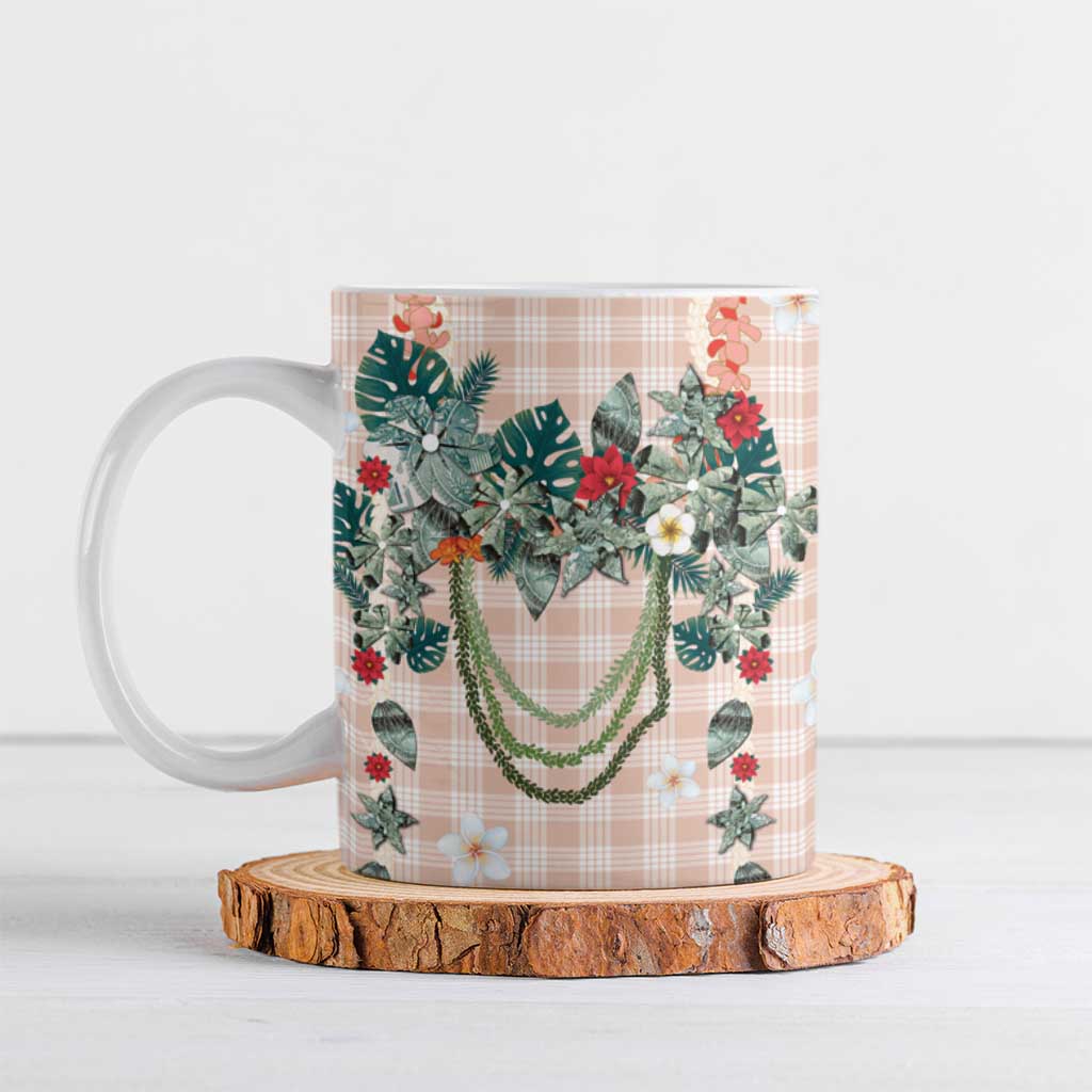 Peach Hawaiian Palaka Ceramic Mug Kukui Nut Money Lei LT9 Peach - Polynesian Pride