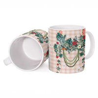 Peach Hawaiian Palaka Ceramic Mug Kukui Nut Money Lei LT9 - Polynesian Pride