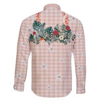 Peach Hawaiian Palaka Family Matching Long Sleeve Bodycon Dress and Hawaiian Shirt Kukui Nut Money Lei - Polynesian Pride